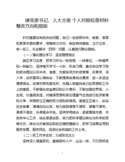 镇党委书记  整改方向和措施