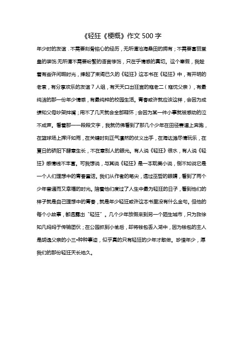 《轻狂《》梗概作文500字 (2)