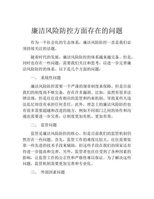 廉洁风险防控方面存在的问题