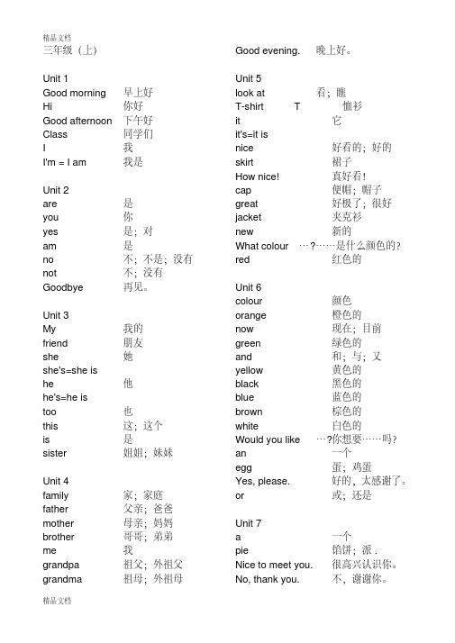 苏教版小学3-6年级英语单词汇总(译林版三起)(汇编)