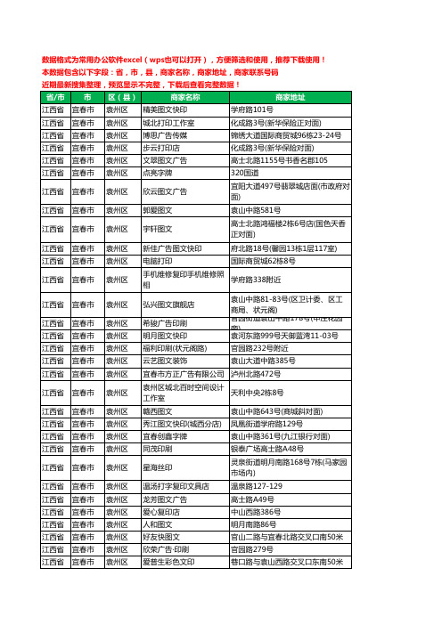 2020新版江西省宜春市袁州区图文工商企业公司商家名录名单黄页联系电话号码地址大全62家