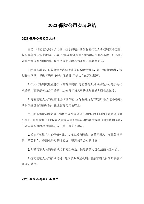 2023保险公司实习总结