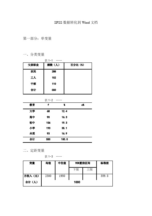 统计表格式