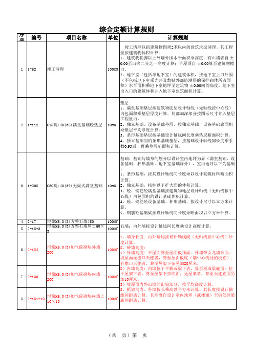 96综合定额计算规则