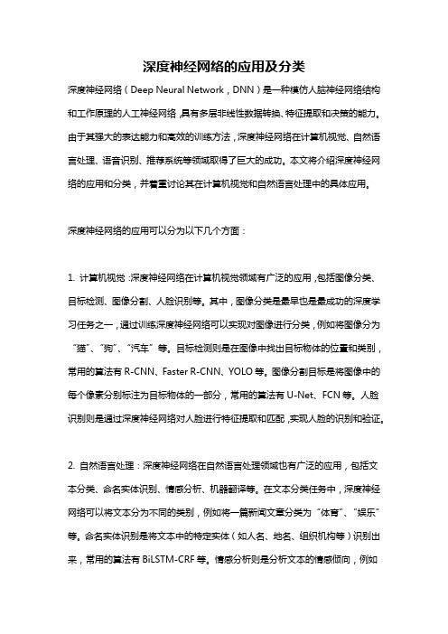 深度神经网络的应用及分类