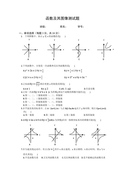 (完整版)函数及其图像测试题(含答案)