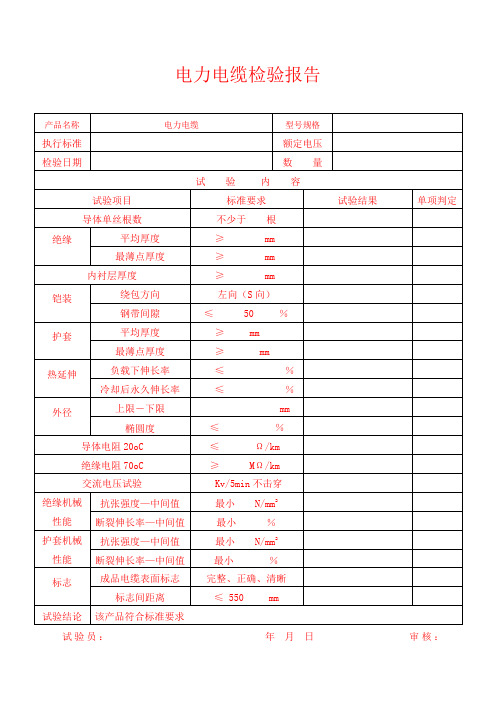 电力电缆检验报告