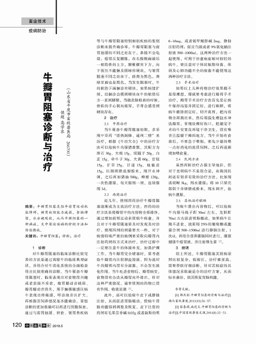 牛瓣胃阻塞诊断与治疗