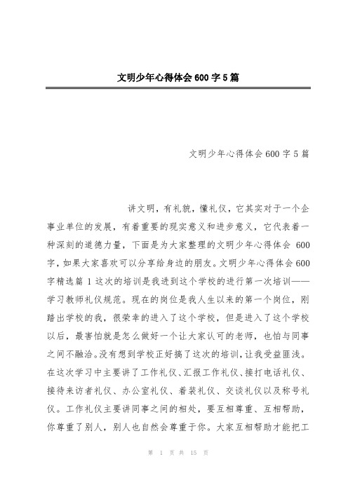 文明少年心得体会600字5篇