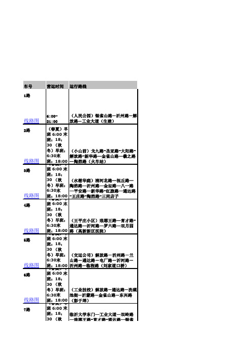 临沂市公交线路查询