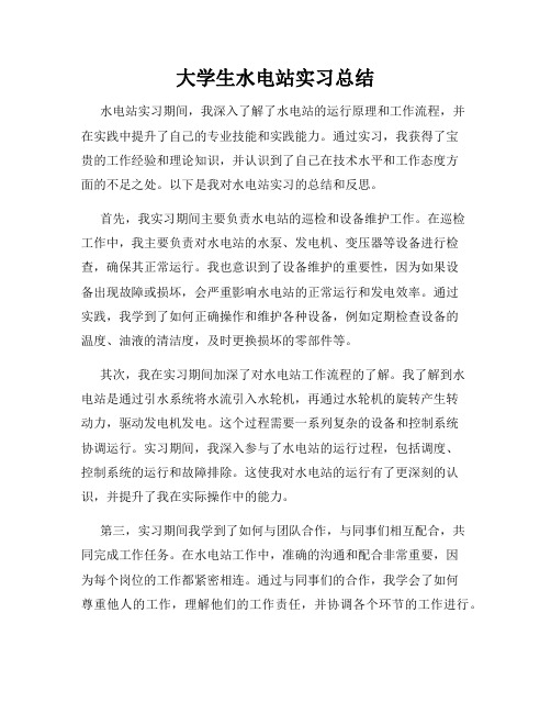 大学生水电站实习总结