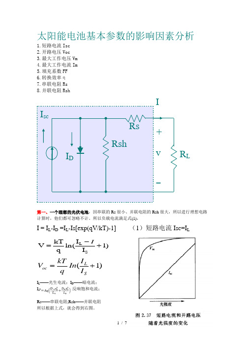 太阳能电池基本参数的影响因素分析