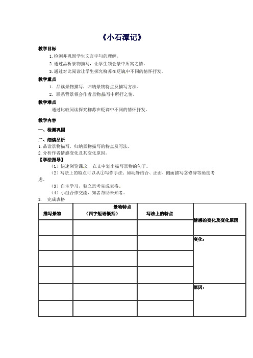 八年级语文上册16《小石潭记》教学设计苏教版