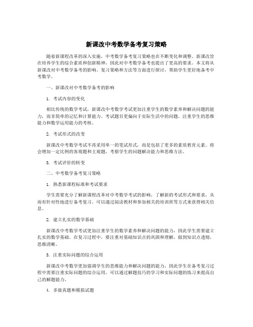 新课改中考数学备考复习策略