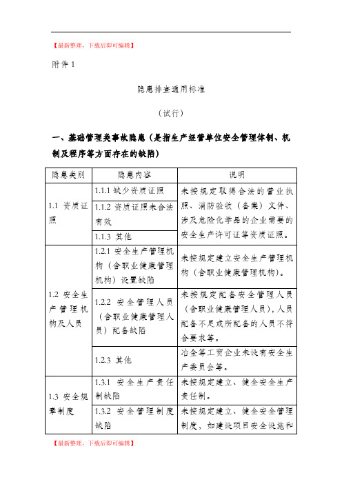 隐患排查通用标准(精编文档).doc