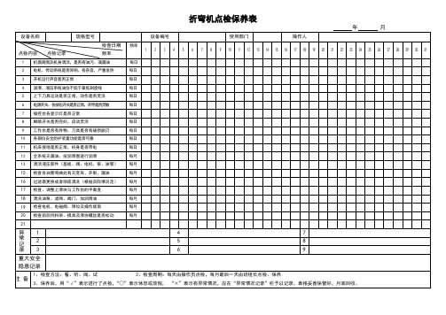 折弯机点检保养表