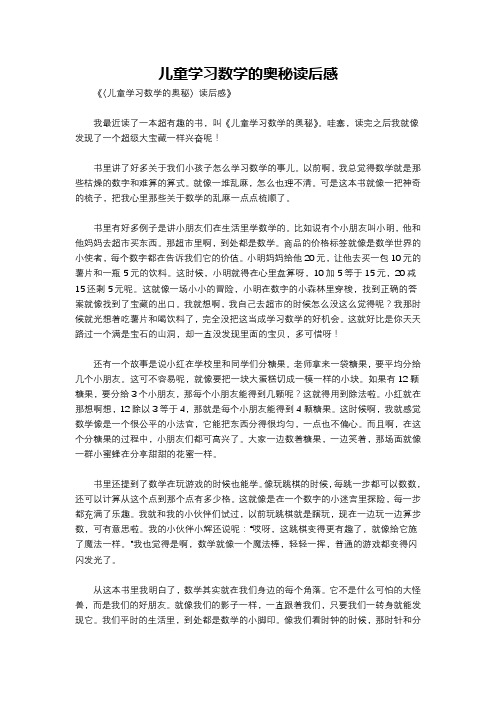 儿童学习数学的奥秘读后感