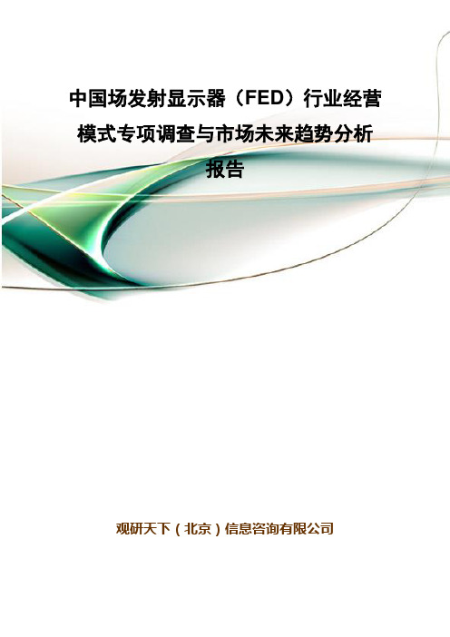 中国场发射显示器(FED)行业经营模式专项调查与市场未来趋势分析报告