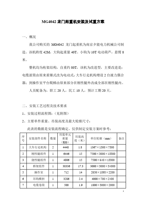 MG4042龙门起重机安装及试重方案