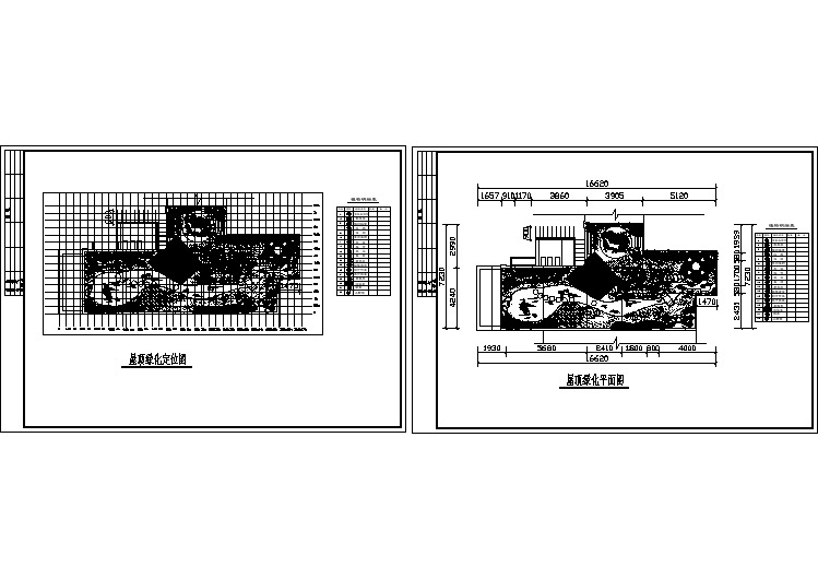 【设计图纸】屋顶花园绿化设计平面图(精美CAD图例)