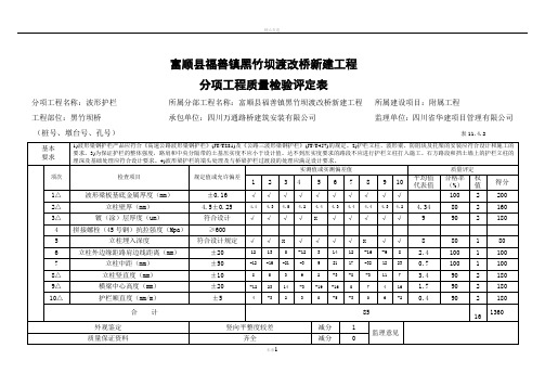 波形护栏质量检验评定表、报告单