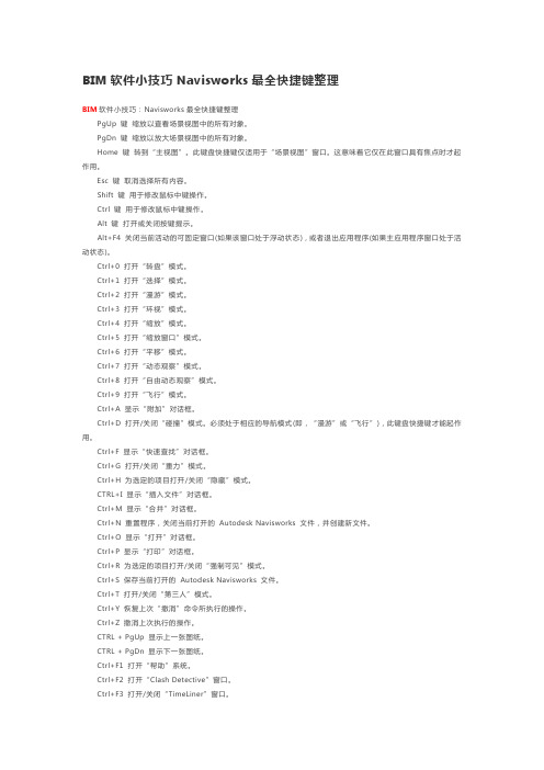 BIM软件小技巧Navisworks最全快捷键整理