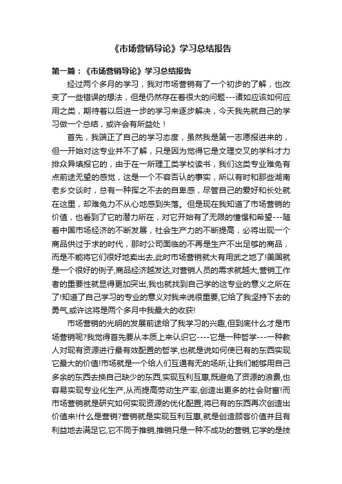 《市场营销导论》学习总结报告