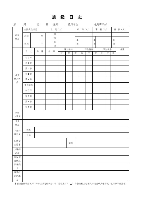 班级日志(模板)