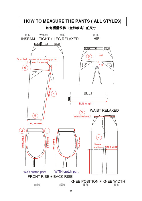 服装测量方法之长裤HOW TO MEASURE TROUSERS