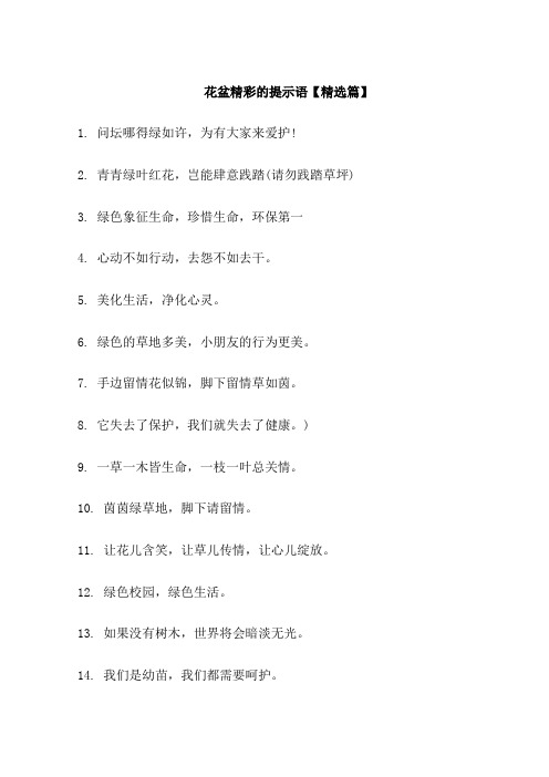 花盆精彩的提示语