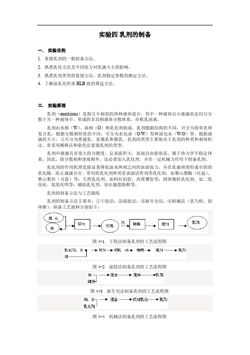 药剂学实验：实验四 乳剂的制备