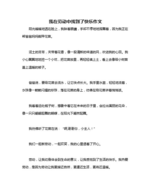 我在劳动中找到了快乐作文