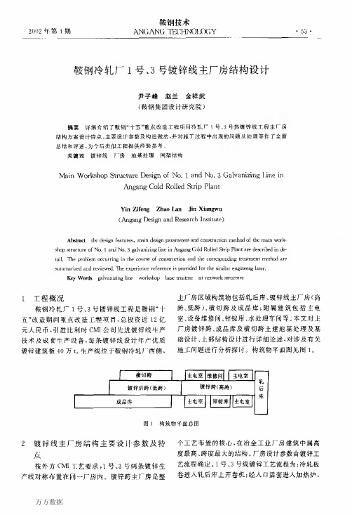 鞍钢冷轧厂1号、3号镀锌线主厂房结构设计