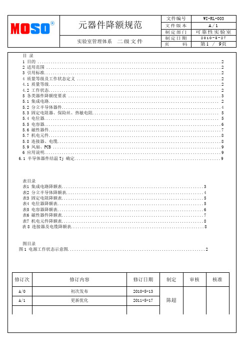 元器件降额规范