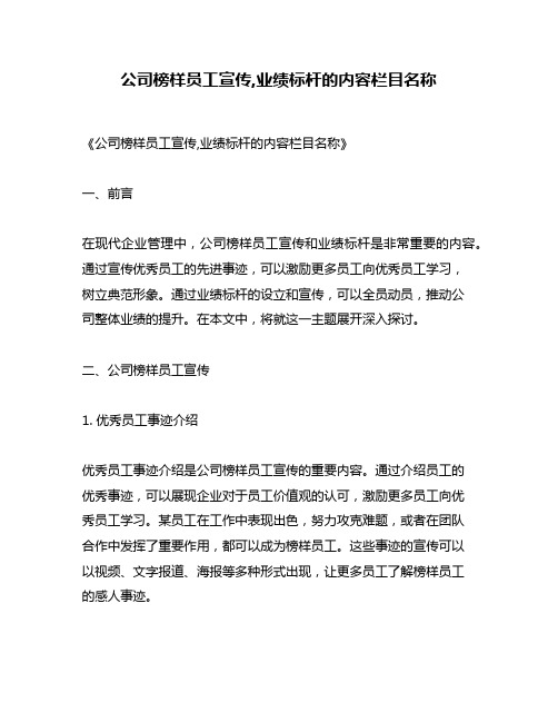 公司榜样员工宣传,业绩标杆的内容栏目名称