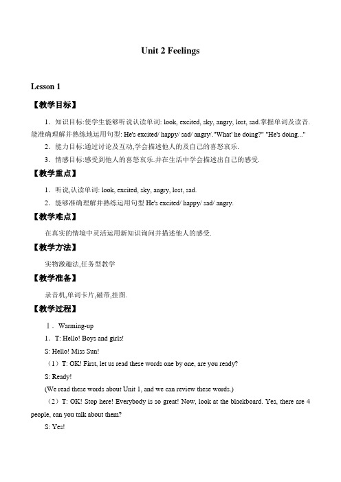 五年级上册英语教案- Unit 2 Lesson 1  He's excited.  鲁科版