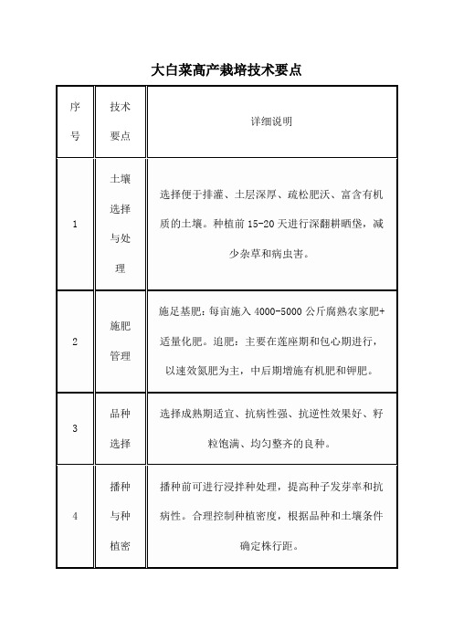 大白菜高产栽培技术要点