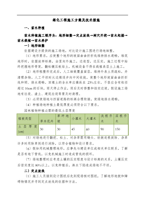 绿化工程施工方案及技术措施