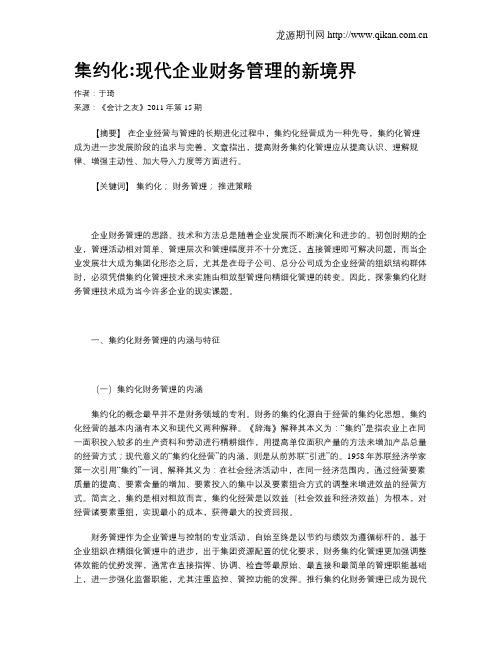 集约化现代企业财务管理的新境界