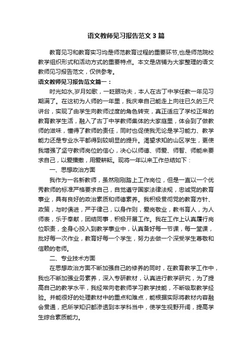 语文教师见习报告范文3篇