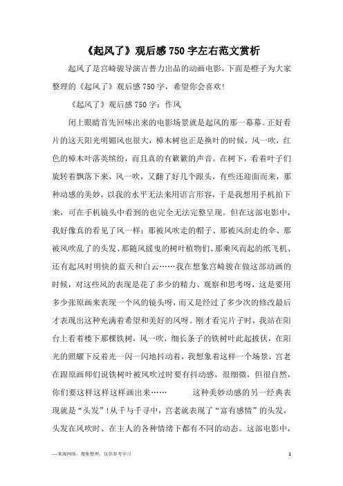 《起风了》观后感750字左右范文赏析