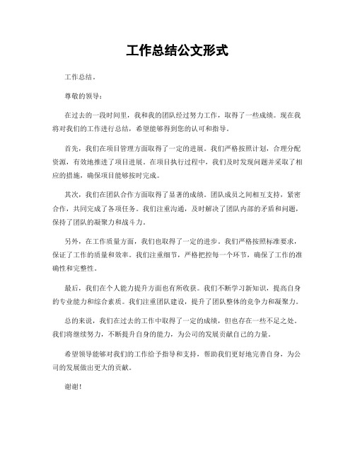 工作总结公文形式