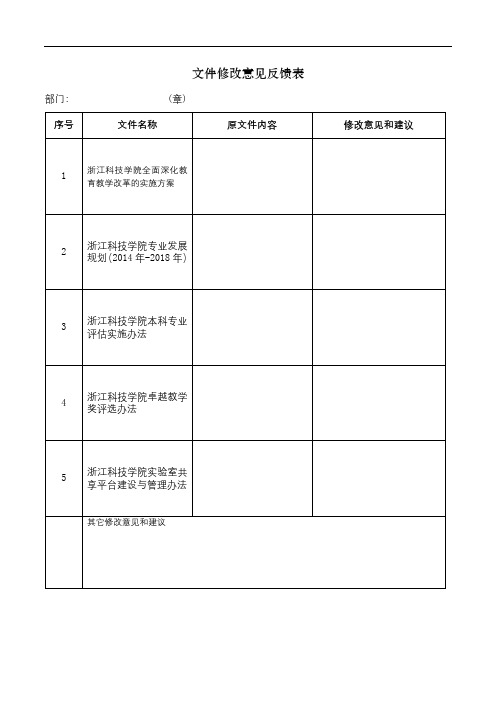 文件修改意见反馈表【模板】