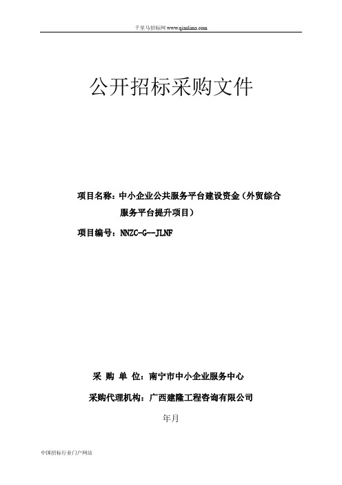 中小企业公共服务平台建设资金(外贸综合服务平台提升项目)招投标书范本