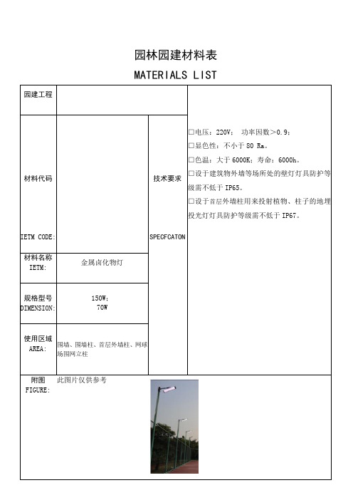 01园林园建主要材料表