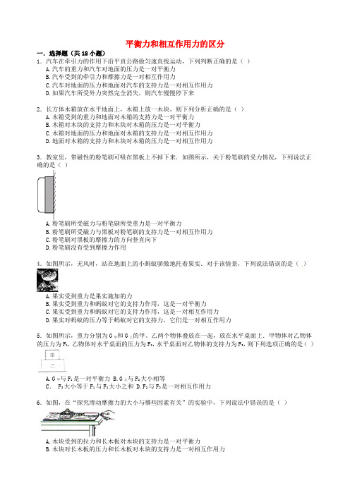 【备战】中考物理专项训练平衡力和相互作用力的区分(含解析)word版(2019~2020学年度)