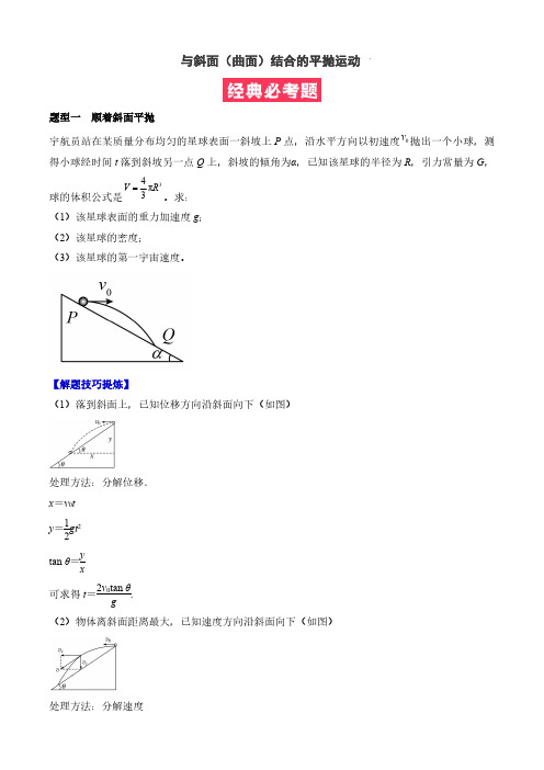 高一物理：与斜面(曲面)结合的平抛运动