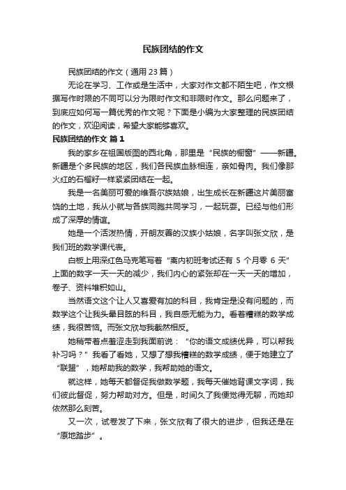 民族团结的作文（通用23篇）