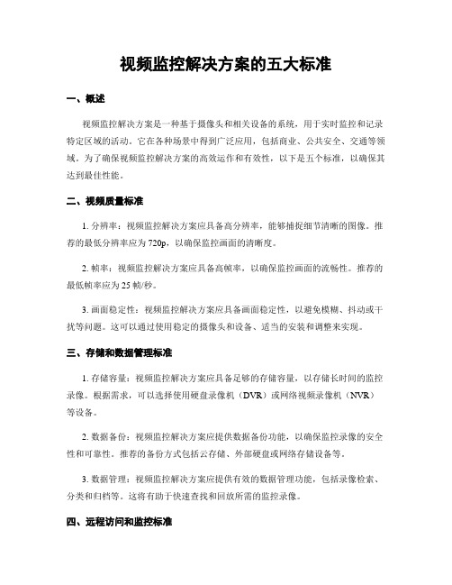 视频监控解决方案的五大标准