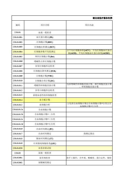 湖北省医疗服务收费标准-医技